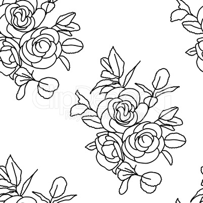 Seamless  background with roses.