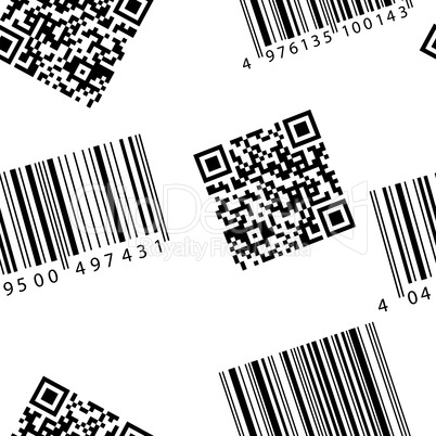 Barcode and qr-code. Seamless vector wallpaper.