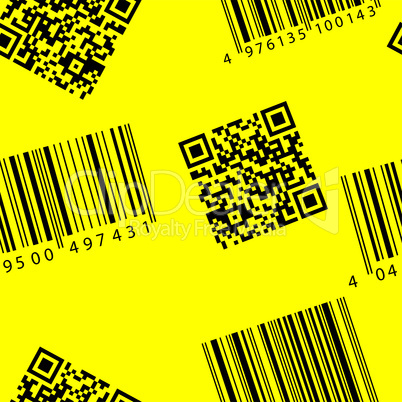 Barcode and qr-code. Seamless vector wallpaper.