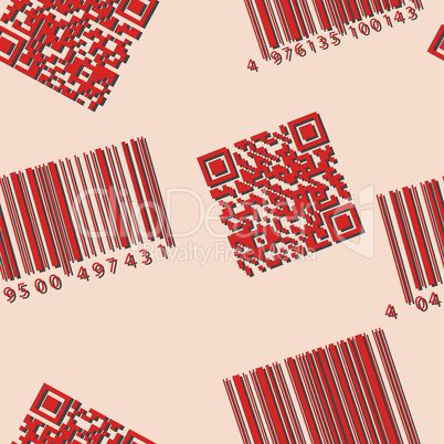 Barcode and qr-code. Seamless vector wallpaper.