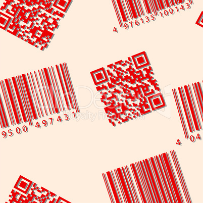 Barcode and qr-code. Seamless vector wallpaper.