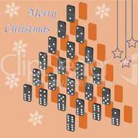 A beautiful tree of dominoes. Christmas card.