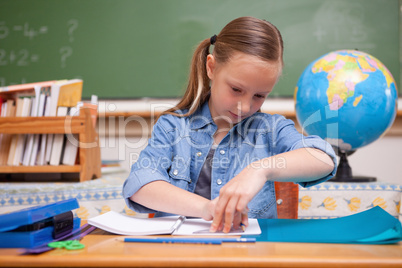 Schoolgirl doing classwork