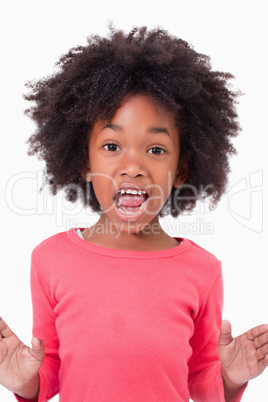 Portrait of a girl screaming