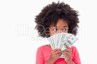 Girl showing bank notes