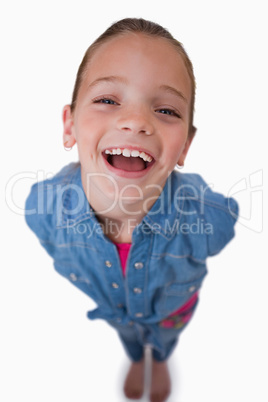 Portrait of a cheerful girl smiling at the camera