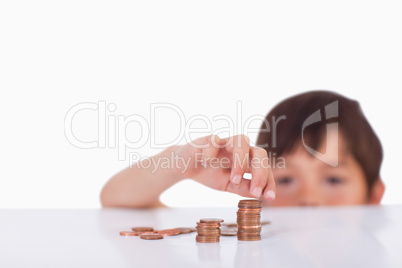 Boy counting his change