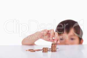 Boy counting his change