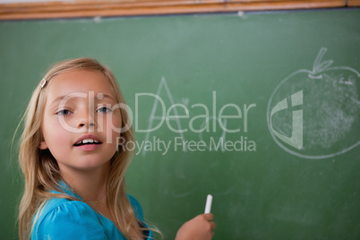 Young schoolgirl learning the alphabet