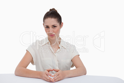 Serious businesswoman sitting