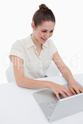 Portrait of a businesswoman using a notebook