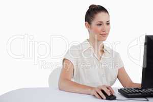 Businesswoman using a monitor