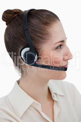 Portrait of an operator posing with a headset