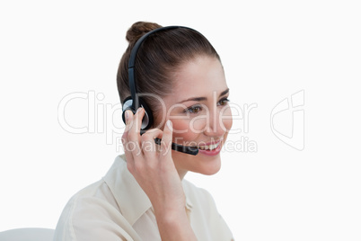Operator posing with a headset