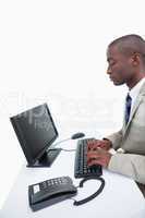 Portrait of a businessman using a computer