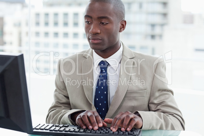 Office worker using a computer