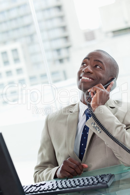 Portrait of an office worker on the phone