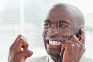 Angry businessman on the phone