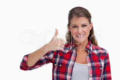 Woman with the thumb up