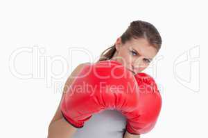 Sports woman boxing