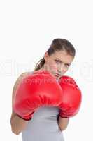 Portrait of a woman boxing