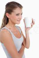 Portrait of a woman holding a cup of tea