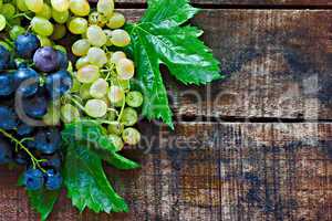 Assortment of grapes on a rustic wooden table