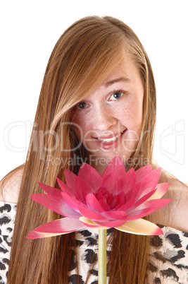 Portrait of girl with flower.