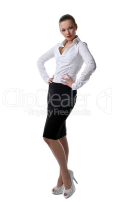 Sexy business woman stand portrait isolated