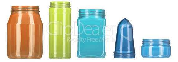 Set of color plastic bottle isolated