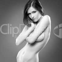 sexy young woman erotic portrait black white