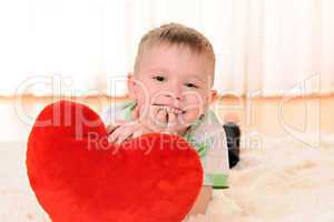 child with a plush heart