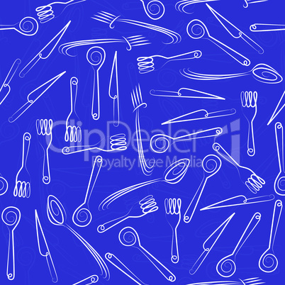Seamless background with spoon knife fork icon