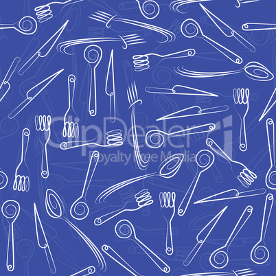 Seamless background with spoon knife fork