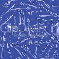 Seamless background with spoon knife fork