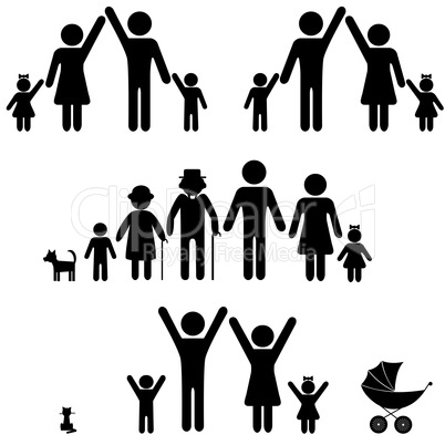 People silhouette family icon