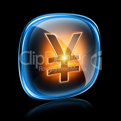Yen icon neon, isolated on black background
