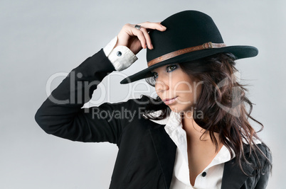 Beautiful woman in cowboy hat.