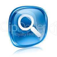 magnifier icon blue glass, isolated on white background.