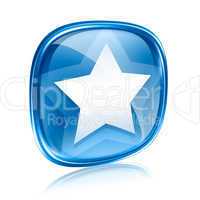 star icon blue glass, isolated on white background.