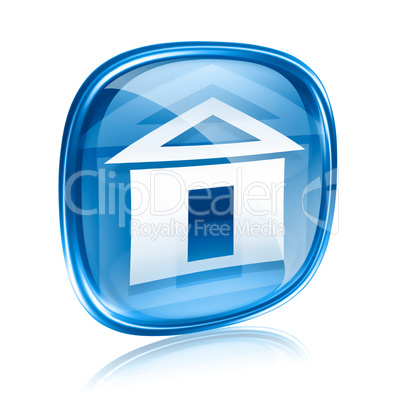 home icon blue glass, isolated on white background