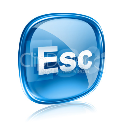 Esc icon blue glass, isolated on white background