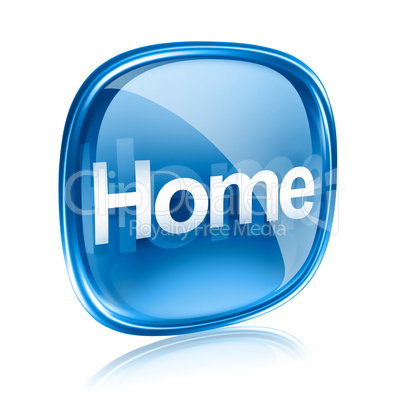 home icon blue glass, isolated on white background