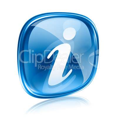 information icon blue glass, isolated on white background