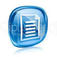 Document icon blue glass, isolated on white background