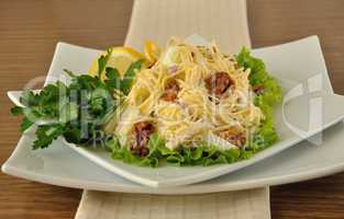 Salad with cheese and apple, walnuts and yogurt