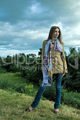 Girl in city park