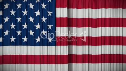 USA flag curtain, Opening and closing 3d animation, HD, mask.