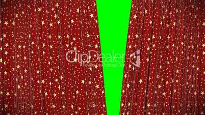 Red curtain with stars, Opening and closing 3d animation, HD, mask.