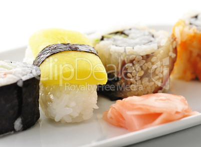 sushi on a white dish